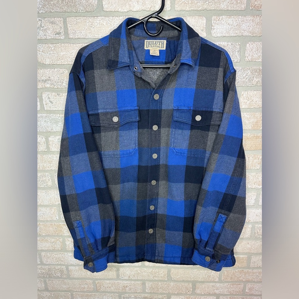 Duluth Trading Co Men’s Medium Flapjack Plaid Snap Fleece-Lined Shacket - 0291